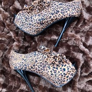 Cheetah peep toe heels